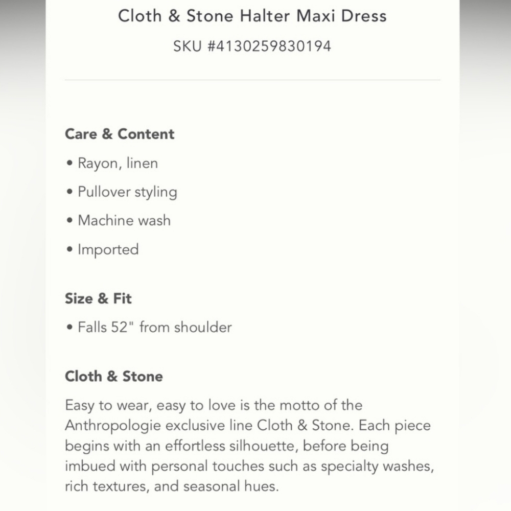 CLOTH AND STONE- HALTER DRESS - Picture 4 of 6